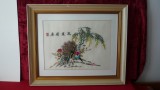 BRODERIE POPULARA CU FIR DE MATASE PE MATASE NATURALA JAPONIA