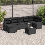 vidaXL Set de canapele pentru grădină cu pernă 8 pcs Negru Rattan poli 3354472