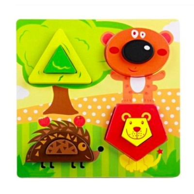 Puzzle 2D, lemn, animale salbatice foto