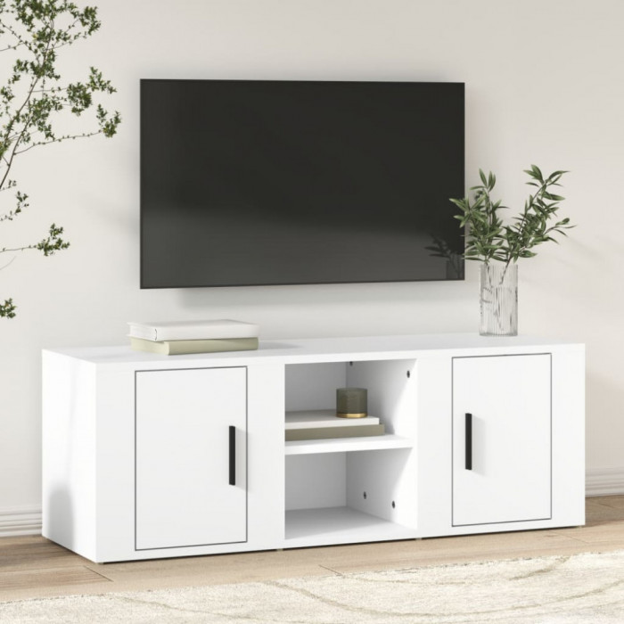 Comoda TV, alb, 100x31,5x35 cm, lemn prelucrat GartenMobel Dekor
