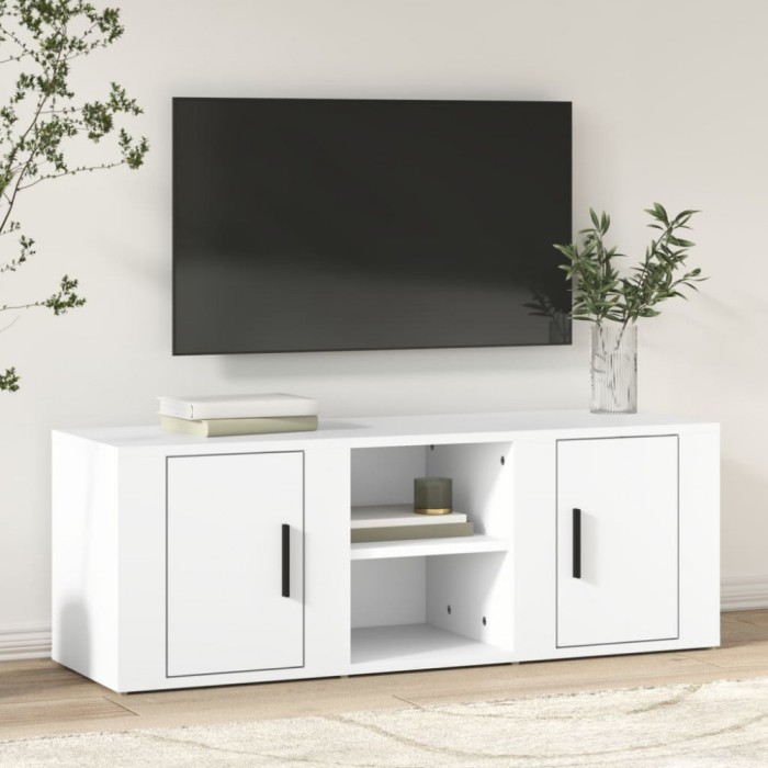 vidaXL Comodă TV, alb, 100x31,5x35 cm, lemn prelucrat