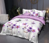 Cumpara ieftin Lenjerie de pat pentru o persoana cu husa elastic pat si fata perna patrata, Eolande, bumbac mercerizat, multicolor