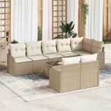 Cumpara ieftin Set de canapele pentru grădină cu pernă 9 pcs Bej Rattan poli