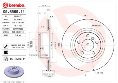 BREMBO 09.B569.11 PRIME LINE - UV Coated Disc frana foto
