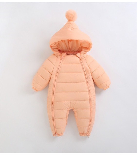 Combinezon roz somon pentru fetite, din fas (Marime Disponibila: 12-18 luni