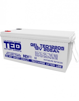 Acumulator AGM VRLA 12V 205A GEL Deep Cycle 525mm x 243mm x h 220mm M8 TED Battery Expert Holland TED003522 (1) SafetyGuard Surveillance foto