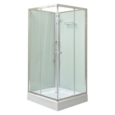 Cabină de duș pătrată Polo White II, albă, cu cădiță de duș acrilică, 80x80x195 cm