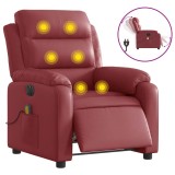 Cumpara ieftin Fotoliu de masaj electric rabatabil, rosu vin, piele ecologica