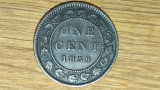 Canada - moneda de colectie bronz - 1 cent 1859 VF rarisima! - Victoria tanara!, America de Nord