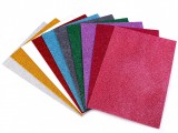 Hartie gumata colorata cu sclipici autoadeziva pentru activitati crafts A4,1.8 mm,10 coli set