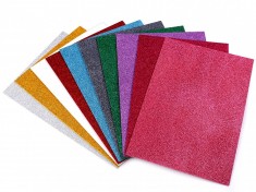 Hartie gumata colorata cu sclipici autoadeziva pentru activitati crafts A4,1.8 mm,10 coli set
