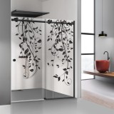 Paravan dus cu usa glisanta Glissando Black, model Dance negru, sticla clara securizata, pentru nisa cu latime intre 160-170x205 cm