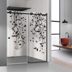 Paravan dus cu usa glisanta Glissando Black, model Dance negru, sticla clara securizata, pentru nisa cu latime intre 122-140x205 cm