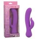 Vibrator CalExotics First Time Rechargeable Pleaser Violet, Silicon, Stimulare Duala, Impermeabil IPX7, USB, Diametru 3.75cm, Lungime 13.25cm