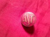 Insigna interbelica AST Asociatia Stiintifica Tehnicienilor , d=1,5cm , metal si email