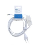 Cablu alimentare cu intrerupator pe fir 2x0.75mmp 2m alb Well