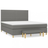 Cumpara ieftin Pat box spring cu saltea, gri inchis, 180x200 cm, textil