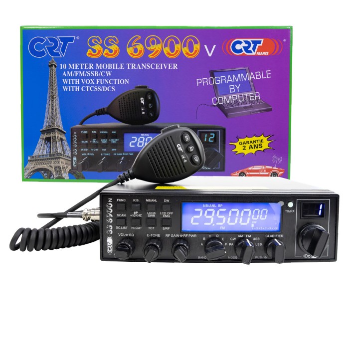 Resigilat : Statie radioamatori CRT SS 6900 VOX CB, AM, FM, USB, SSB, CW, PA, 28-2