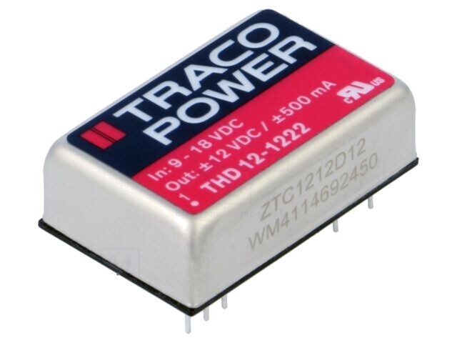 Convertor DC/DC TRACO POWER THD 12W 9-18V intrare, 12V și -12V ieșire