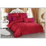 Cumpara ieftin Lenjerie de Pat Catifea PREMIUM, Pat Dublu, 6 Piese, Visiniu - EAT227