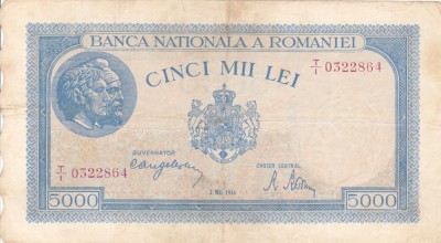 ROMANIA 5.000 lei 2 mai 1944 VF!!! foto
