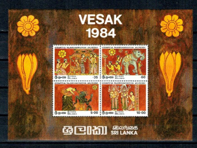 Sri Lanka 1984 - Vesak, arta, bloc neuzat foto