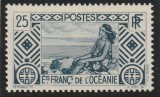 French Oceania (Oceania franceza) - Femeie tahitiana la plaja, dantelat, MNH, Mi.97