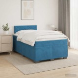 Cumpara ieftin Pat boxspring cu saltea Albastru inchis 120 x 200 cm Catifea