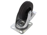 Roată de transport ELESA+GANTER 100mm diametru, 76kg sarcină, Lățime 30mm, &Icirc;nălțime 128mm, Material guma si tehnopolimer PP, Tabla otel