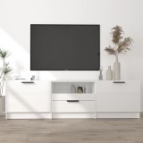 Cumpara ieftin Comodă TV, alb extralucios, 140x35x40 cm, lemn prelucrat