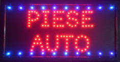 Reclama LED - PIESE AUTO - de interior, afisaj rosu, 48 x 25 cm foto