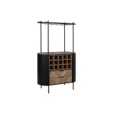 Suport pentru Sticle Home ESPRIT Negru Natural Metal Brad 90 x 36 x 150 cm