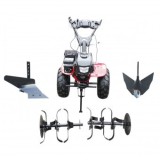 Motocultor 7.5 CP cu freza 100cm, plug, rarita, motor benzina 4 timpi 212cc OHV, viteze 2+1, transmisie pinioane, roti 19x7-8 Breckner Germany