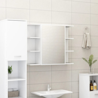 vidaXL Dulap de baie cu oglindă, alb, 80 x 20,5 x 64 cm, PAL foto