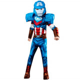 Cumpara ieftin Costum Captain America 2 in 1 pentru baieti - Mech Strike 130 - 140 cm 8-10 ani, Marvel