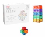 Set de constructie magnetic, 42 piese patrate multicolore, Magnetic Tiles, 2D, 3D