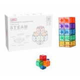 Set de constructie magnetic, 42 piese patrate multicolore, Magnetic Tiles, 2D, 3D