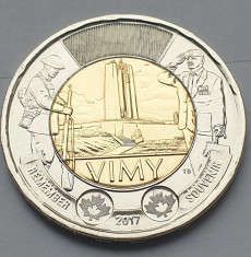 Moneda 2 Dollars 2017 Canada, unc, The Battle of Vimy Ridge foto
