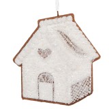 Cumpara ieftin Set 2 ornamente brad Craciun Casuta Turta Dulce alba maro 9x1x10 cm