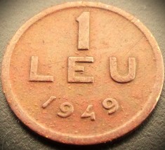 Moneda istorica 1 LEU - ROMANIA / RPR, anul 1949 * cod 4418