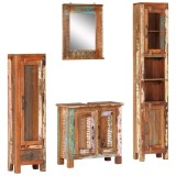 Cumpara ieftin Set mobilier de baie, 4 piese, lemn masiv recuperat