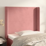 VidaXL Tăblie de pat cu aripioare, roz, 93x16x118/128 cm, catifea