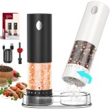 Cumpara ieftin Set 2 Rasnite Electrice Reincarcabile Circle Joy, Reglaj 6 Niveluri, LED, Suport, Recipient 95ml, Negru-Alb