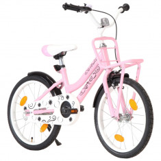 vidaXL Bicicleta de copii cu suport frontal, roz ?i negru, 18 inci foto