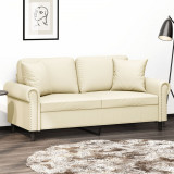Canapea cu 2 locuri cu pernute, crem, 140 cm, piele ecologica GartenMobel Dekor, vidaXL