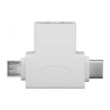 Adaptor USB 3.0 A mama la tata micro USB +USB Type C tata alb Goobay