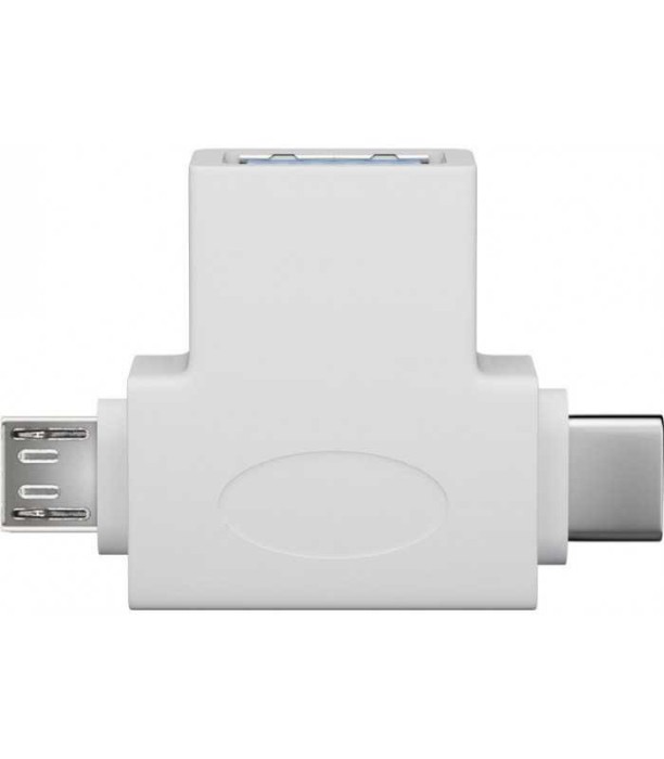 Adaptor USB 3.0 A mama la tata micro USB +USB Type C tata alb Goobay