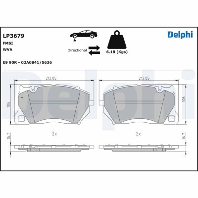 DELPHI LP3679 set placute frana,frana disc foto