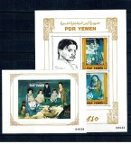Yemen Sud 1983 - Picasso, picturi, arta, colita si bloc neuzat