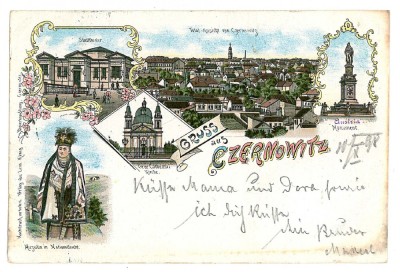 3977 - Cernauti, Bucovina, ethnic, Litho - old postcard - used - 1898 foto